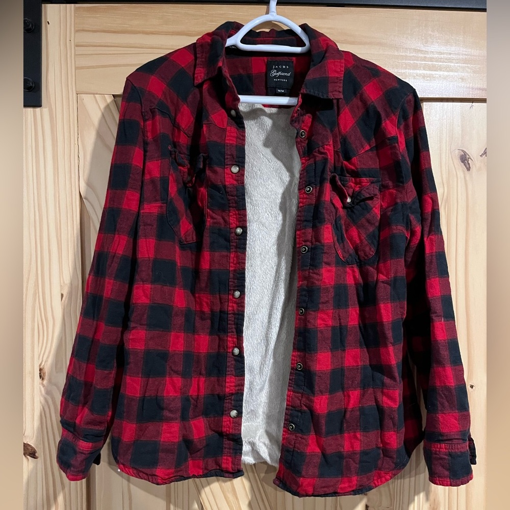 Buffalo plaid lined snap shirt